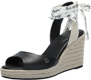 KARL LAGERFELD womens Cecilia Ankle Wrap Wedge Espadrille Sandal