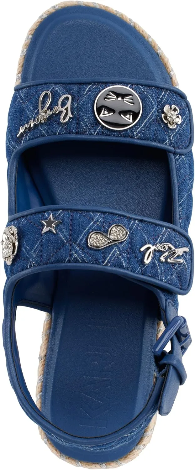 KARL LAGERFELD Women's Cushioned Insole Everyday Charlay-Ankle Strappy Sandal Flat