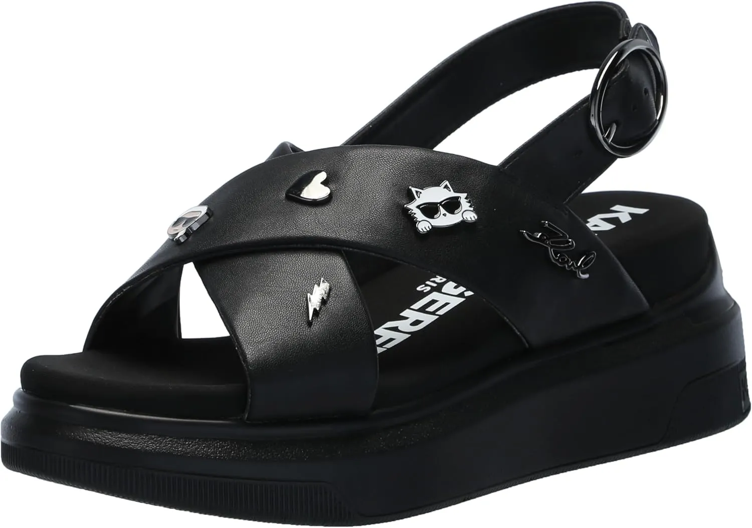 KARL LAGERFELD womens Tilda Criss Cross Platform Sandal