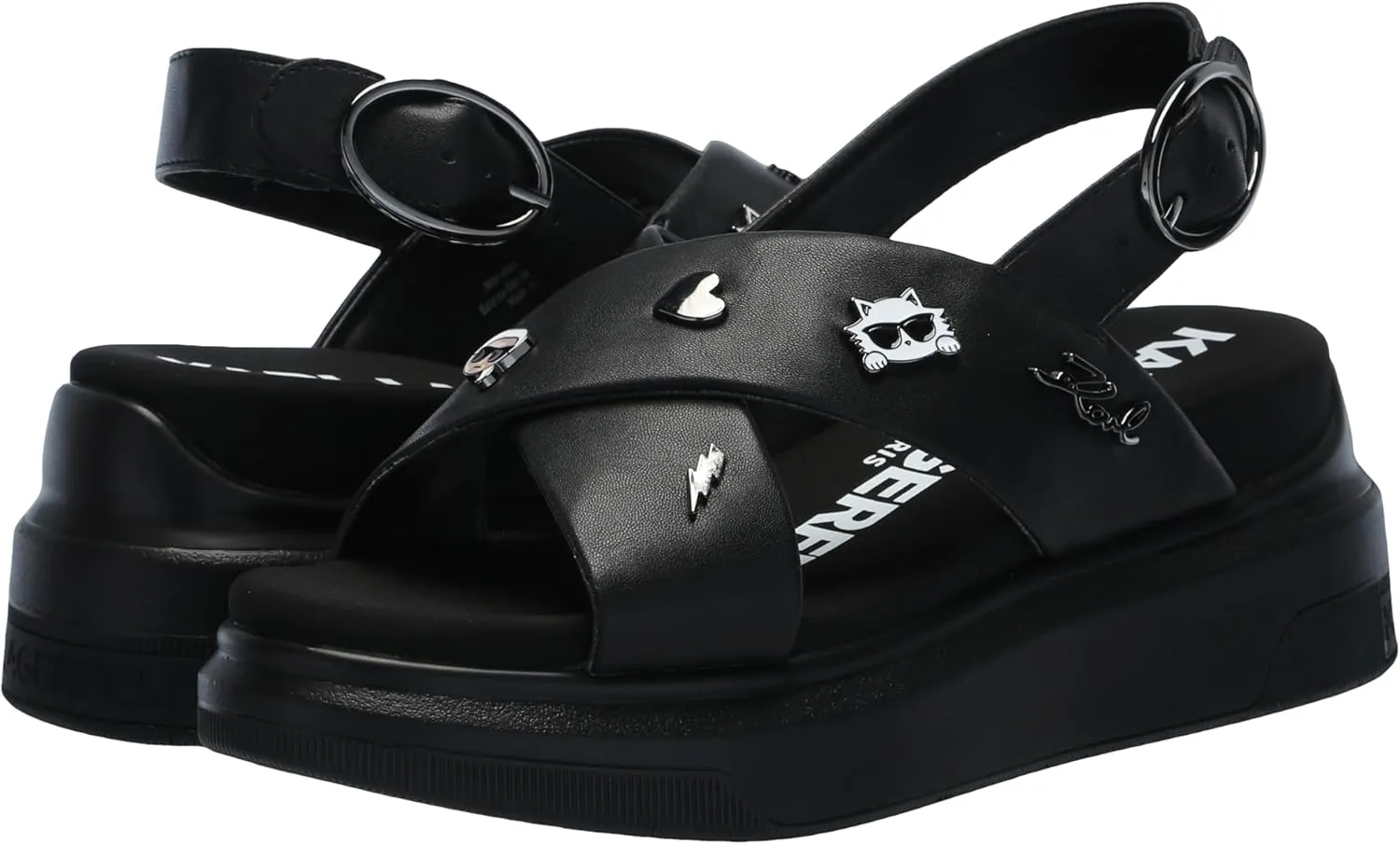 KARL LAGERFELD womens Tilda Criss Cross Platform Sandal
