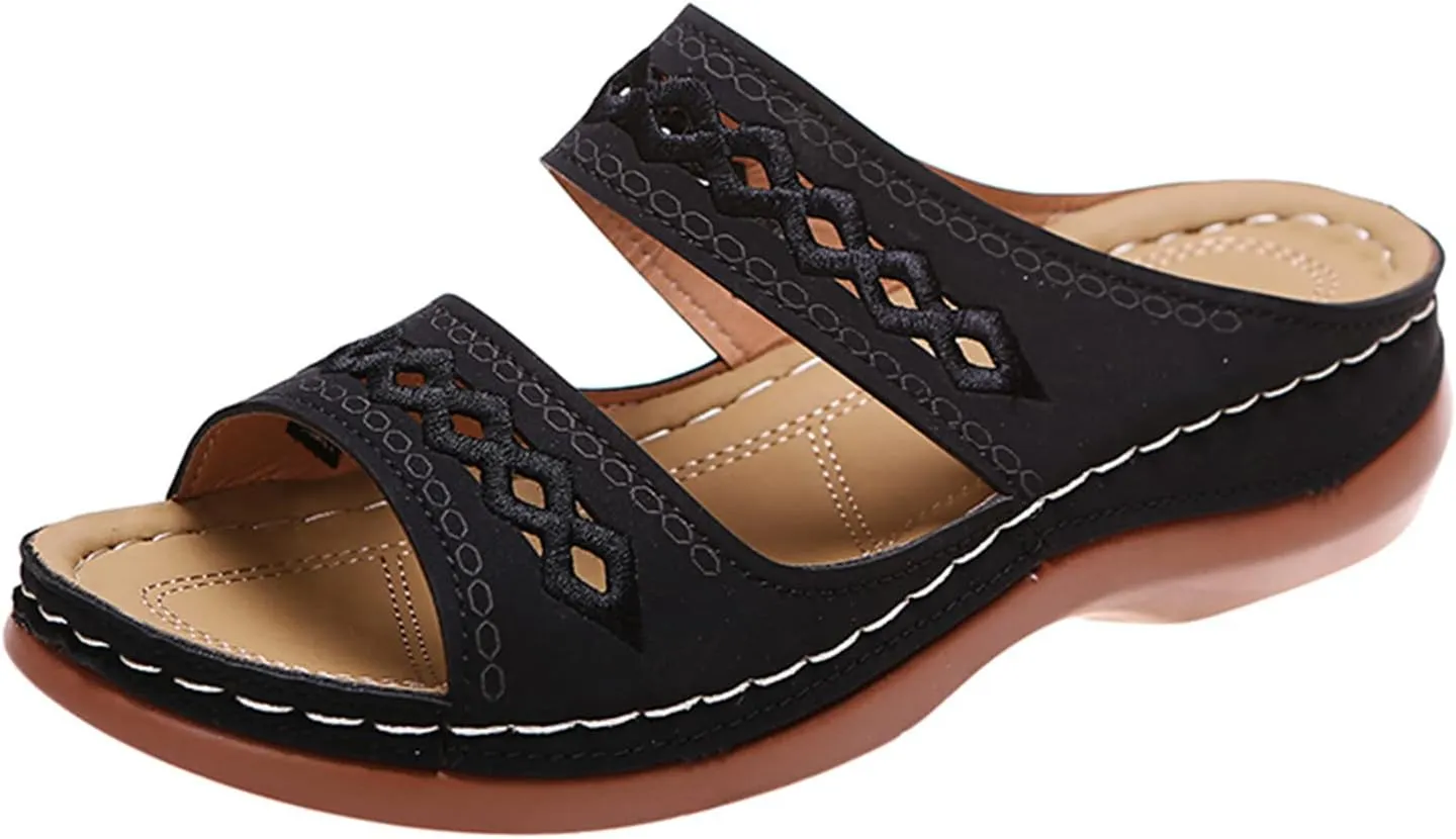 Ladmiple Orthopedic Sandals for Women with Arch Support 2023 Open Toe Flip Flops Platform Orthotic Sandal Walking Shoes