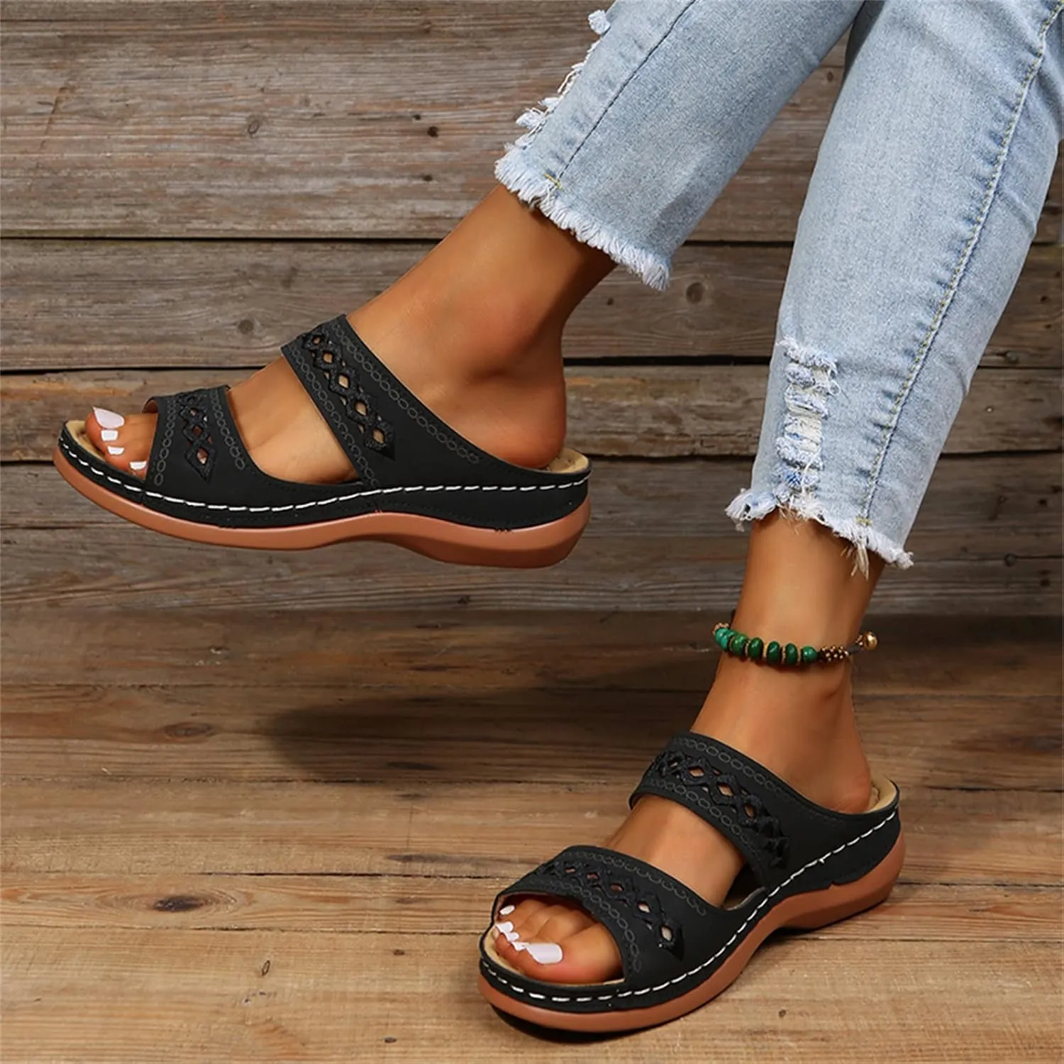 Ladmiple Orthopedic Sandals for Women with Arch Support 2023 Open Toe Flip Flops Platform Orthotic Sandal Walking Shoes