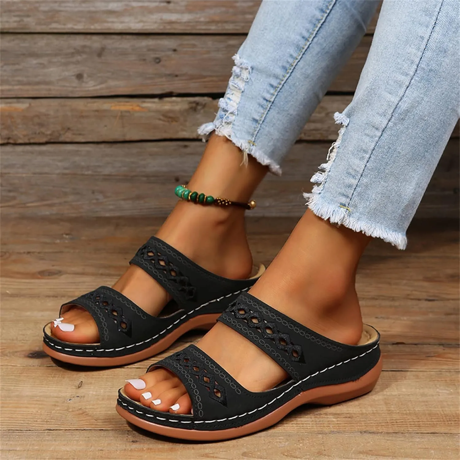 Ladmiple Orthopedic Sandals for Women with Arch Support 2023 Open Toe Flip Flops Platform Orthotic Sandal Walking Shoes