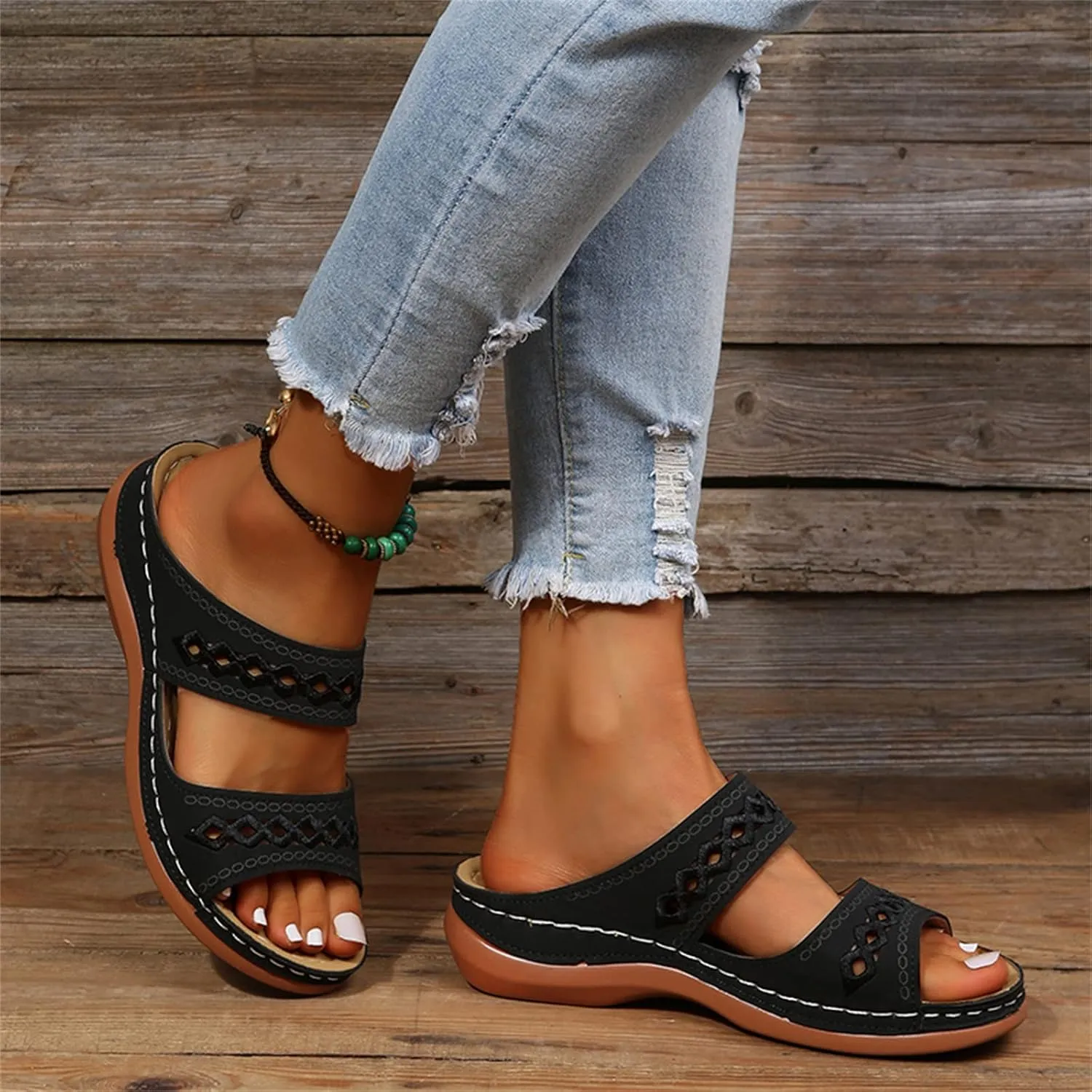 Ladmiple Orthopedic Sandals for Women with Arch Support 2023 Open Toe Flip Flops Platform Orthotic Sandal Walking Shoes