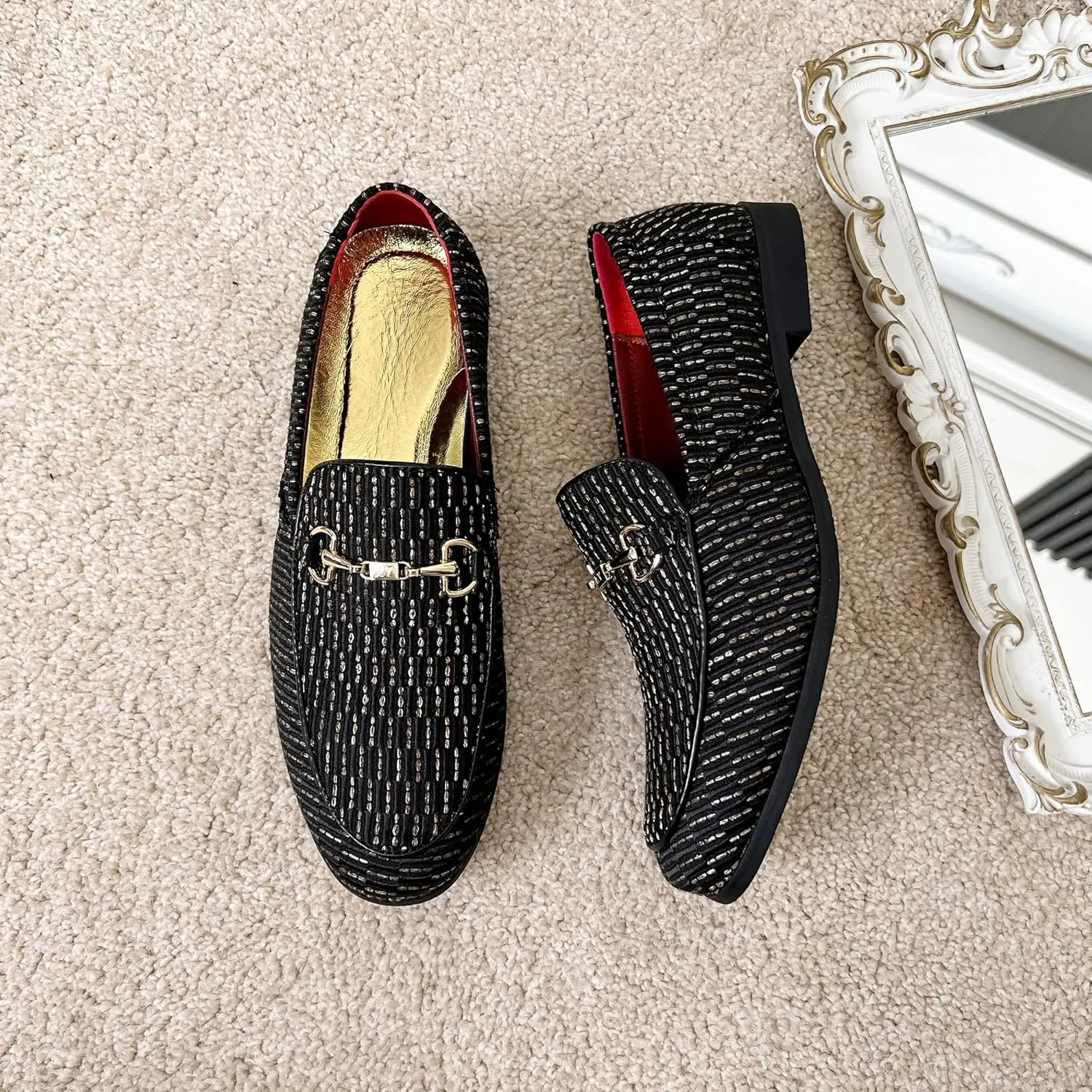 LCQL Men's Luxury Velvet Penny Loafer Shoes Noble Slip-on Suede Loafers Smoking Slippers Plus Size 7-13