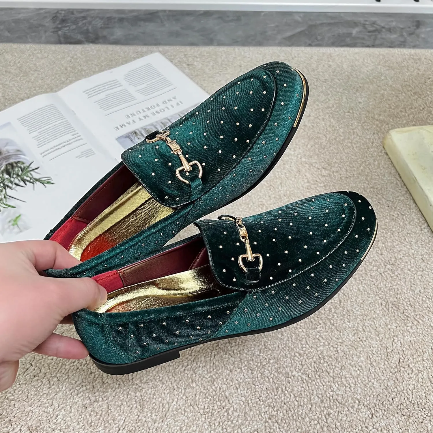 LCQL Men's Luxury Velvet Penny Loafer Shoes Noble Slip-on Suede Loafers Smoking Slippers Plus Size 7-13