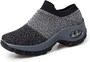 LEADER SHOW Women's Casual Walking Shoes Comfortable Loafers Slip-On Nursing Shoes Fashion Platform Sneakers