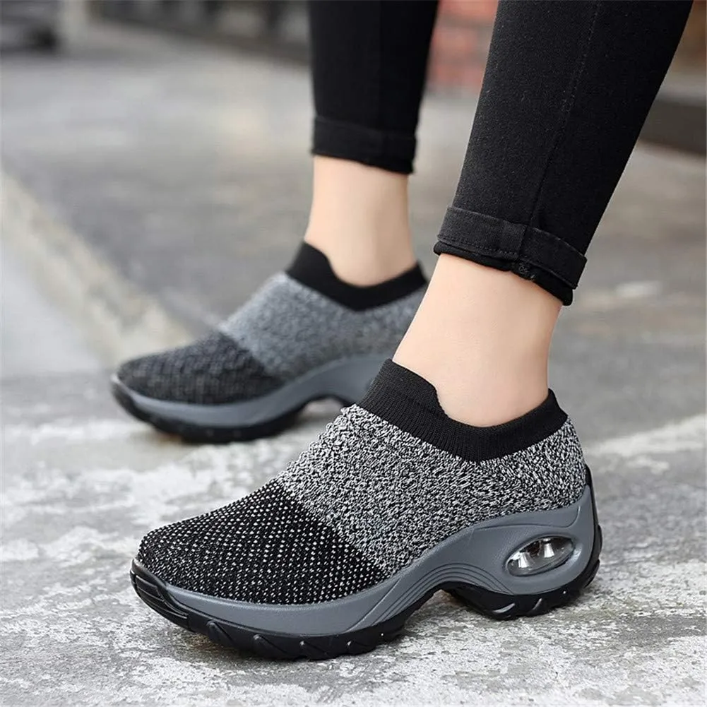 LEADER SHOW Women's Casual Walking Shoes Comfortable Loafers Slip-On Nursing Shoes Fashion Platform Sneakers