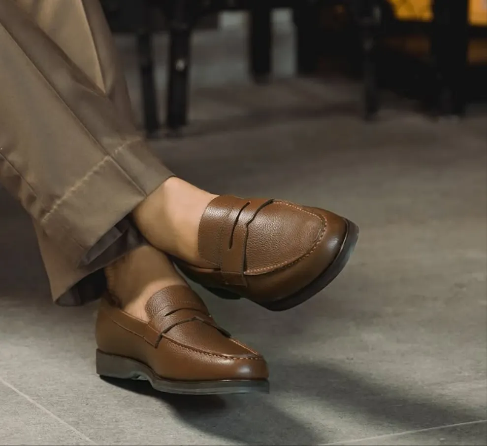 Light Brown Leather Penny Loafers