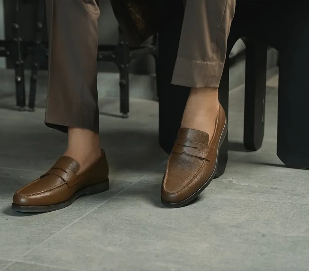 Light Brown Leather Penny Loafers