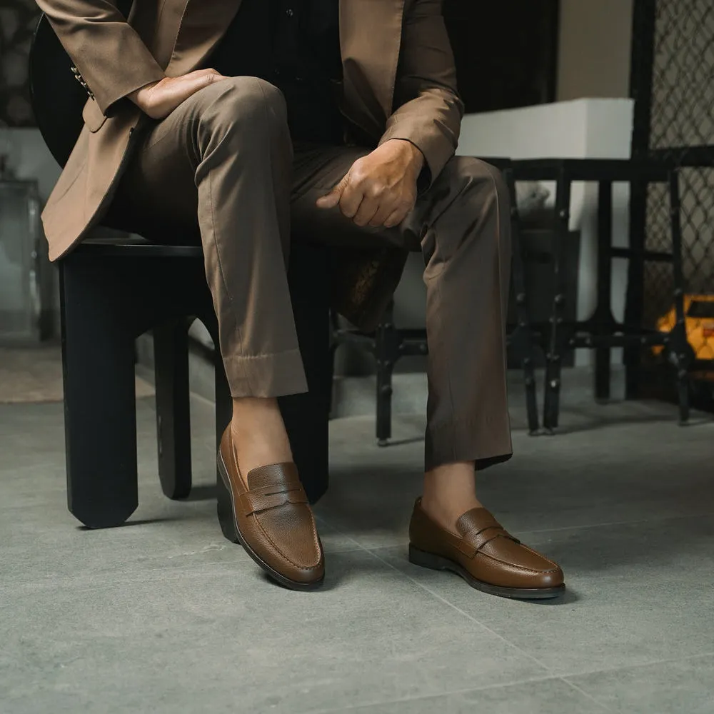 Light Brown Leather Penny Loafers