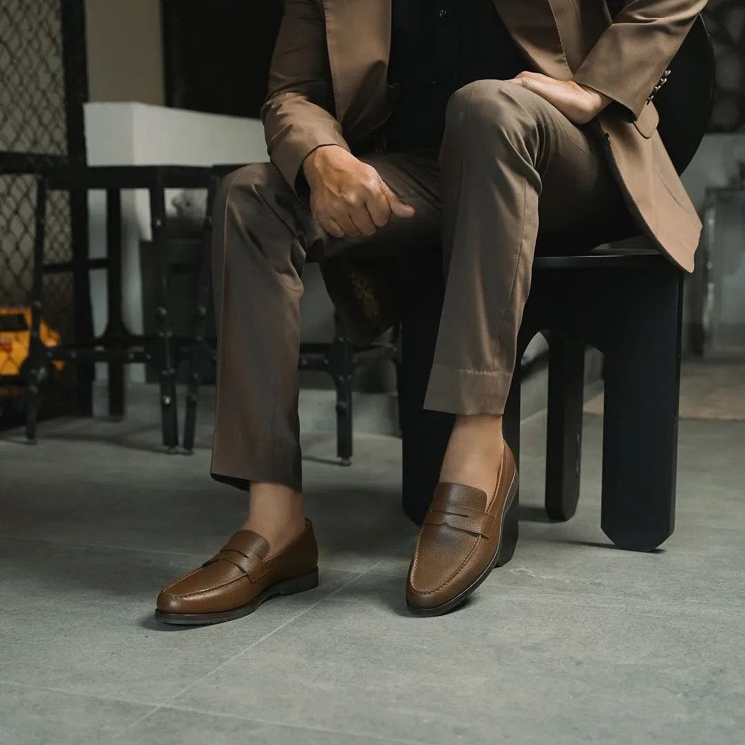Light Brown Leather Penny Loafers