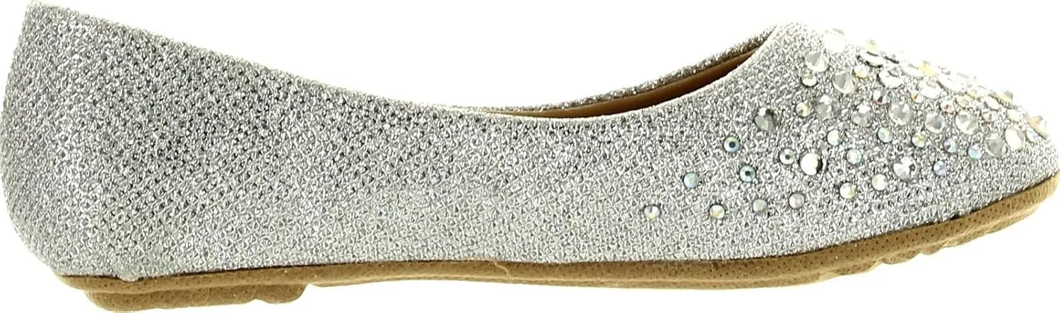 Link Girls Larisa-39K Rhinestone Ballet Ballerina Flats Shoes
