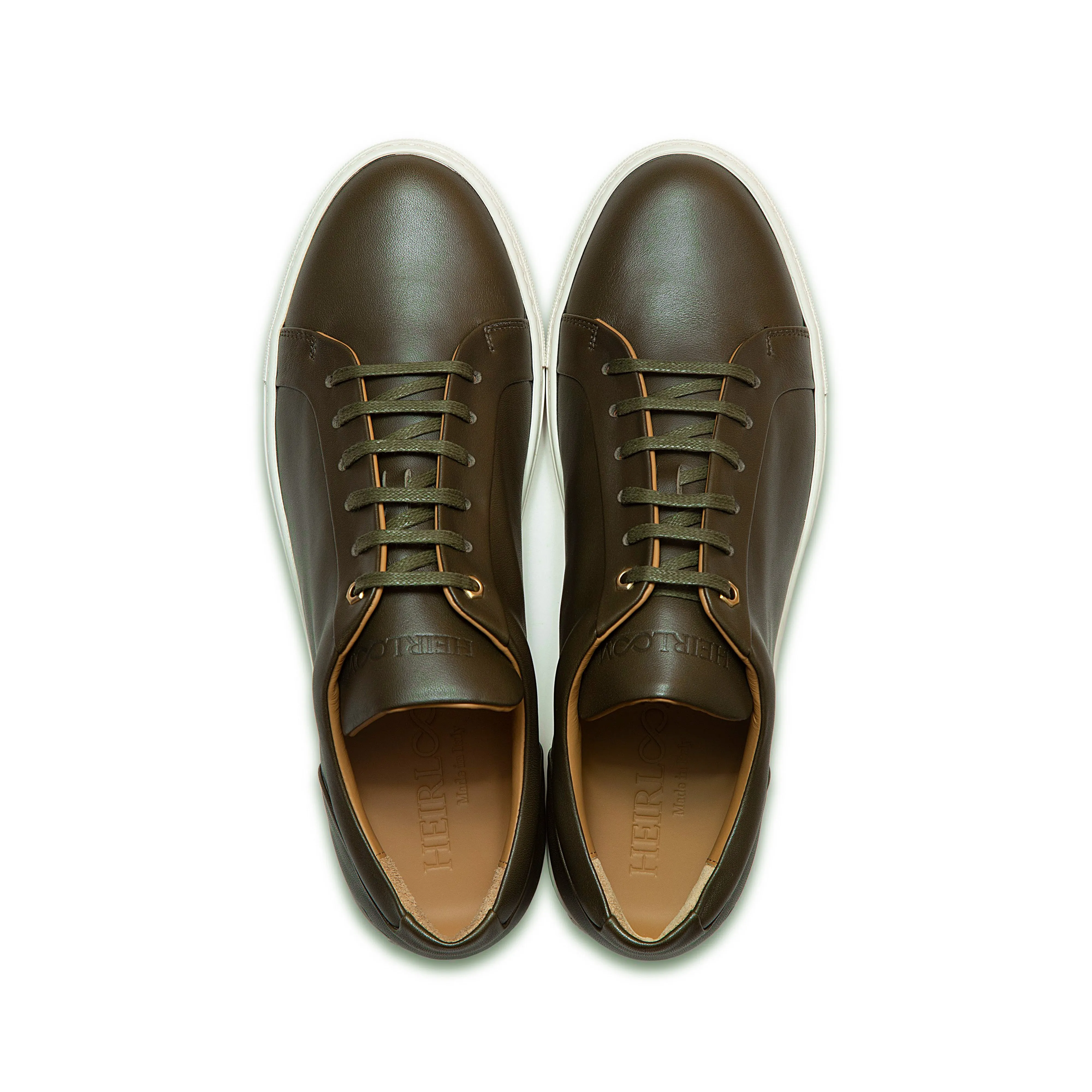 Low Top Court Sneaker in Avocado Smooth Calf Leather
