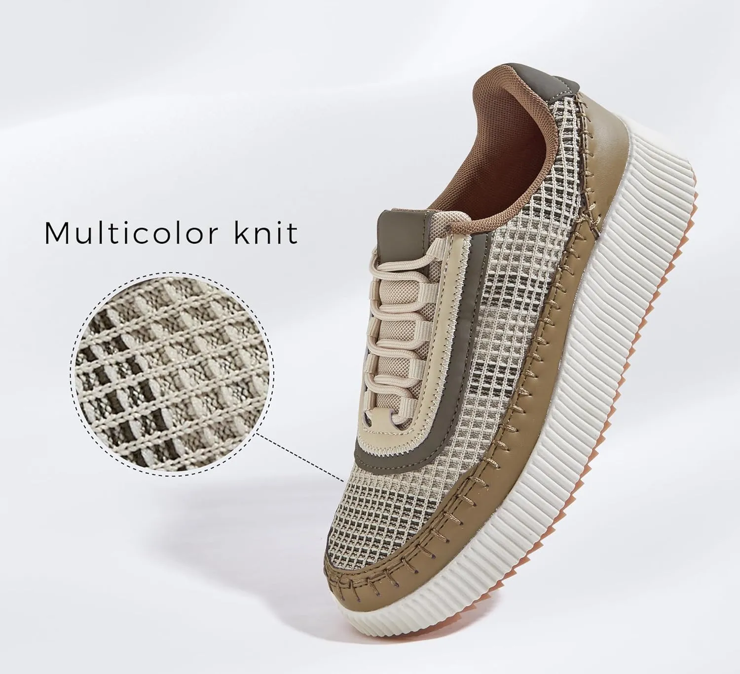LUCKY STEP Women's Platform Sneakers Rhinestone Fashion Chunky Casual Sparkly Retro Braided Walking Shoes