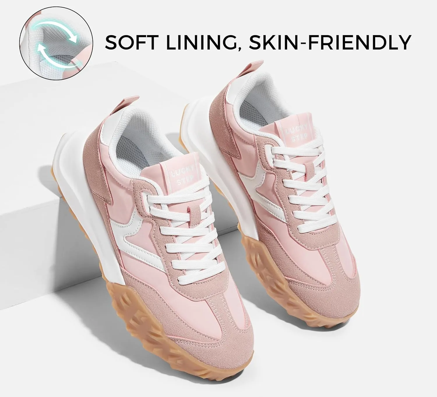 LUCKY STEP Women's Platform Tennis Walking Shoe Retro Chunky Casual Breathable Durable Deluxe Fashion Skate Sneaker