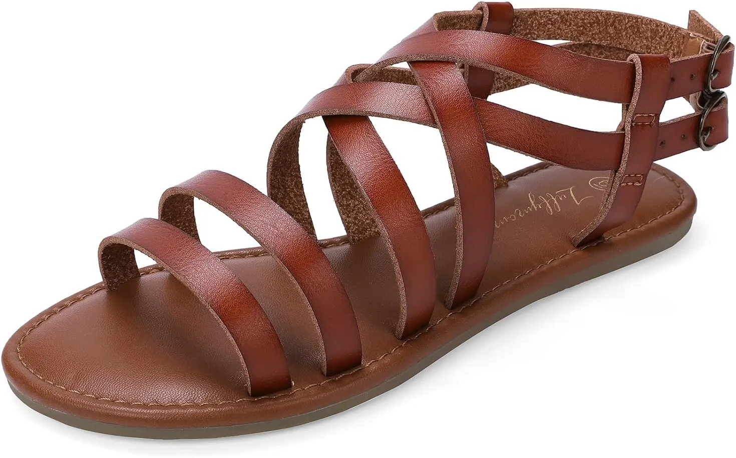 Luffymomo Women's Flat Sandals Open Toe Casual Strappy Sandals Comfortable Ankle Strap Gladiator Slides