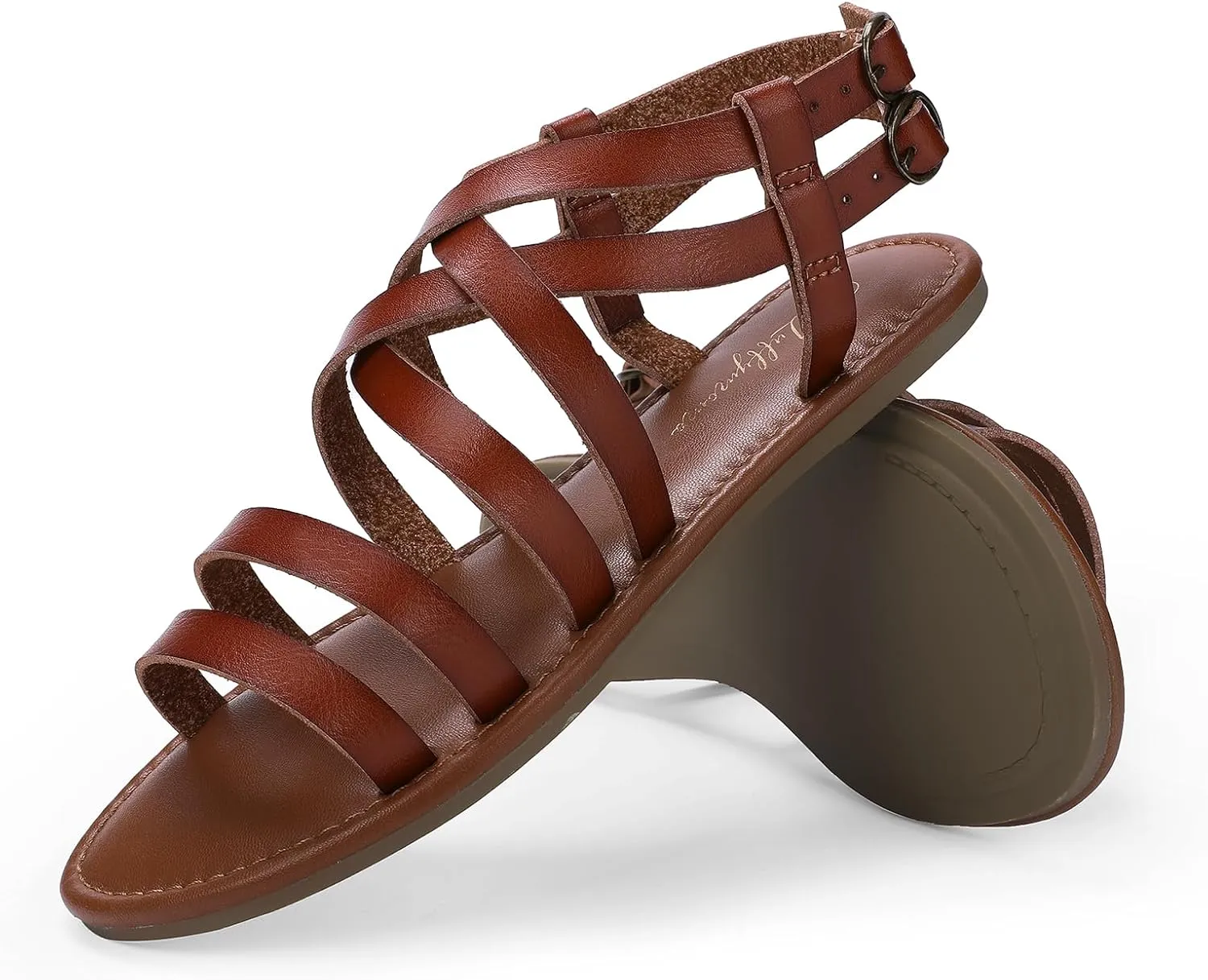 Luffymomo Women's Flat Sandals Open Toe Casual Strappy Sandals Comfortable Ankle Strap Gladiator Slides