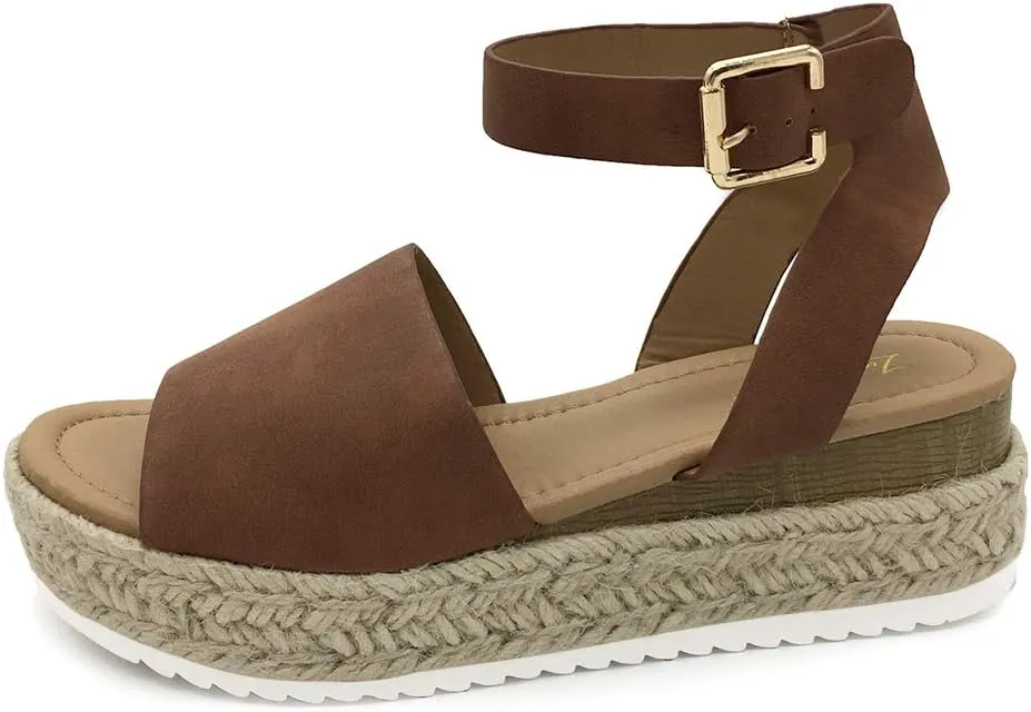 Luffymomo Women's Platform Ankle Strap Sandals Open Toe Studded Wedge Summer Sandals