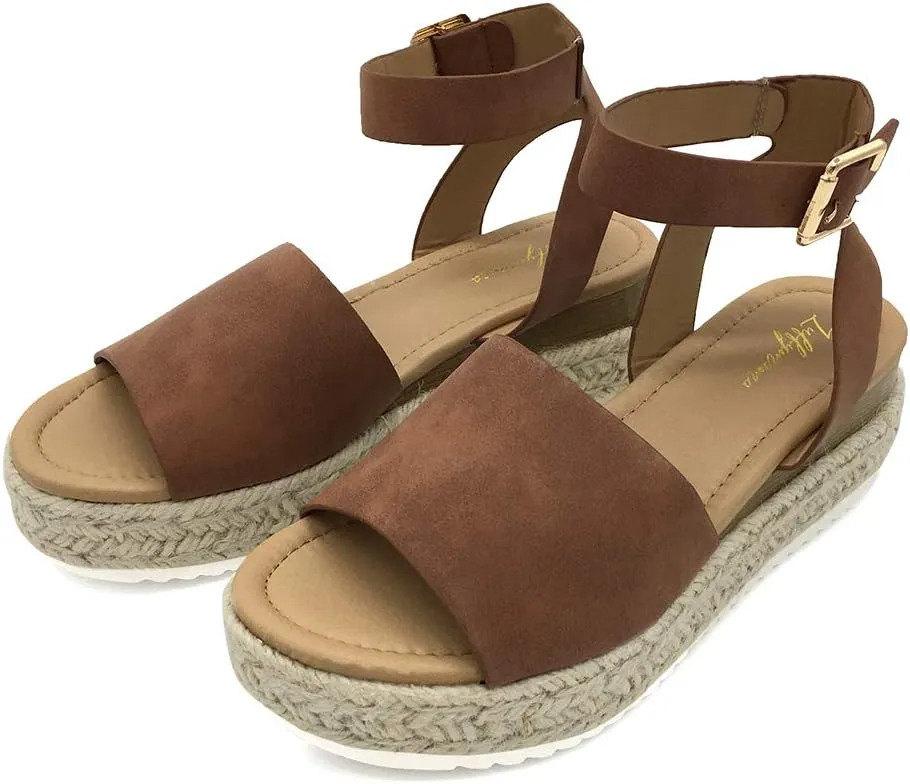Luffymomo Women's Platform Ankle Strap Sandals Open Toe Studded Wedge Summer Sandals