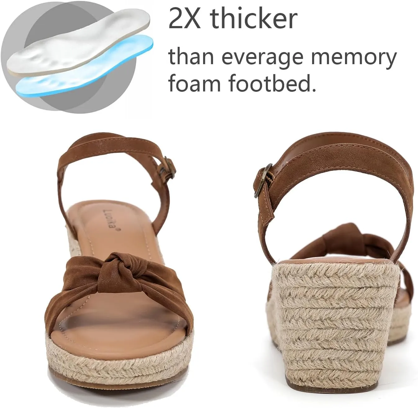 Luoika Women's Wide Width Wedge Sandals, Ankle Strap Open Toe Platform Espadrille Wedge Pump Heel Women's Sandals Concise Casual Summer Shoes.