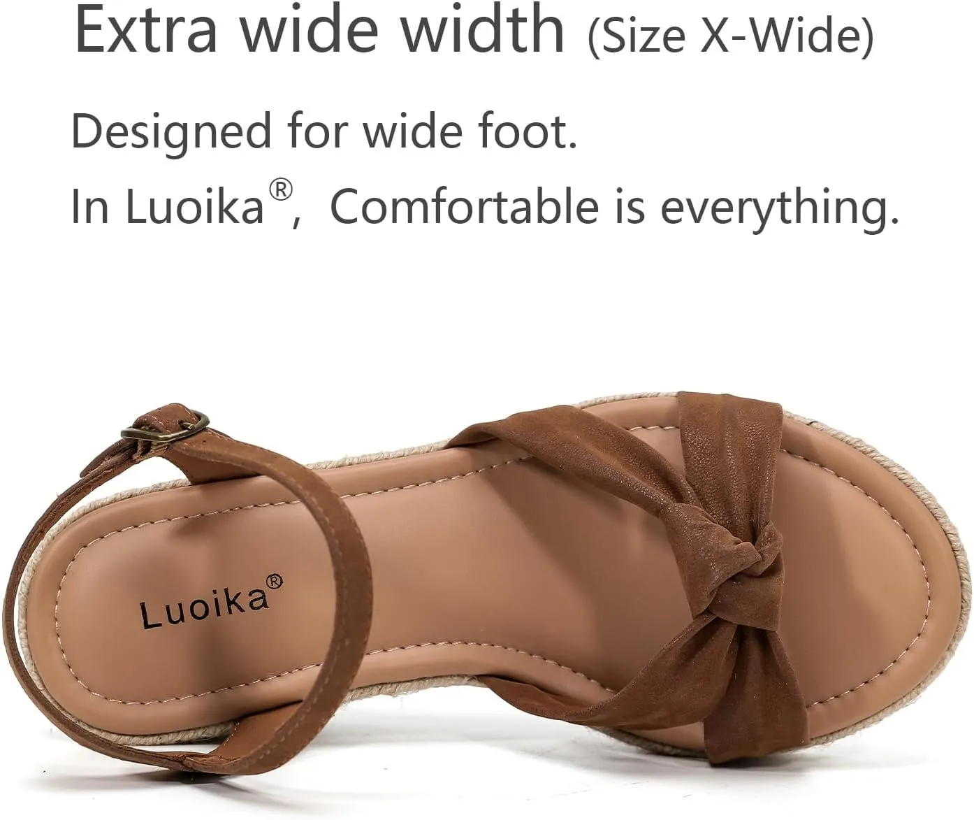 Luoika Women's Wide Width Wedge Sandals, Ankle Strap Open Toe Platform Espadrille Wedge Pump Heel Women's Sandals Concise Casual Summer Shoes.