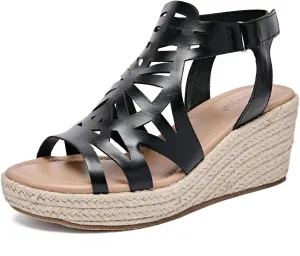 Luoika Women's Wide Width Wedge Sandals, Espadrille Wedge Pump Heel Platform Ankle Strap Open Toe Women's Sandal Concise Casual Summer Shoes.