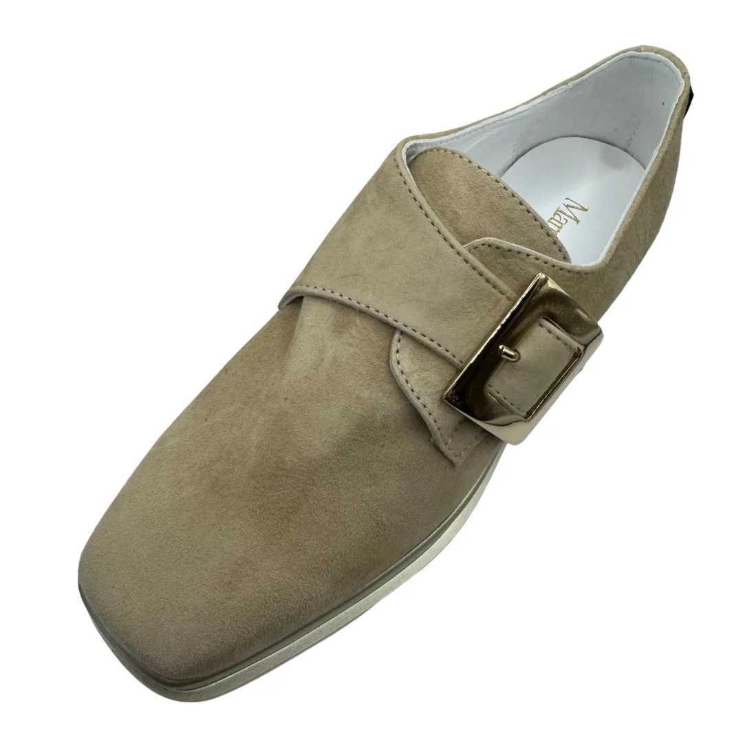 Marco Moreo Beige & Gold Platform Loafers