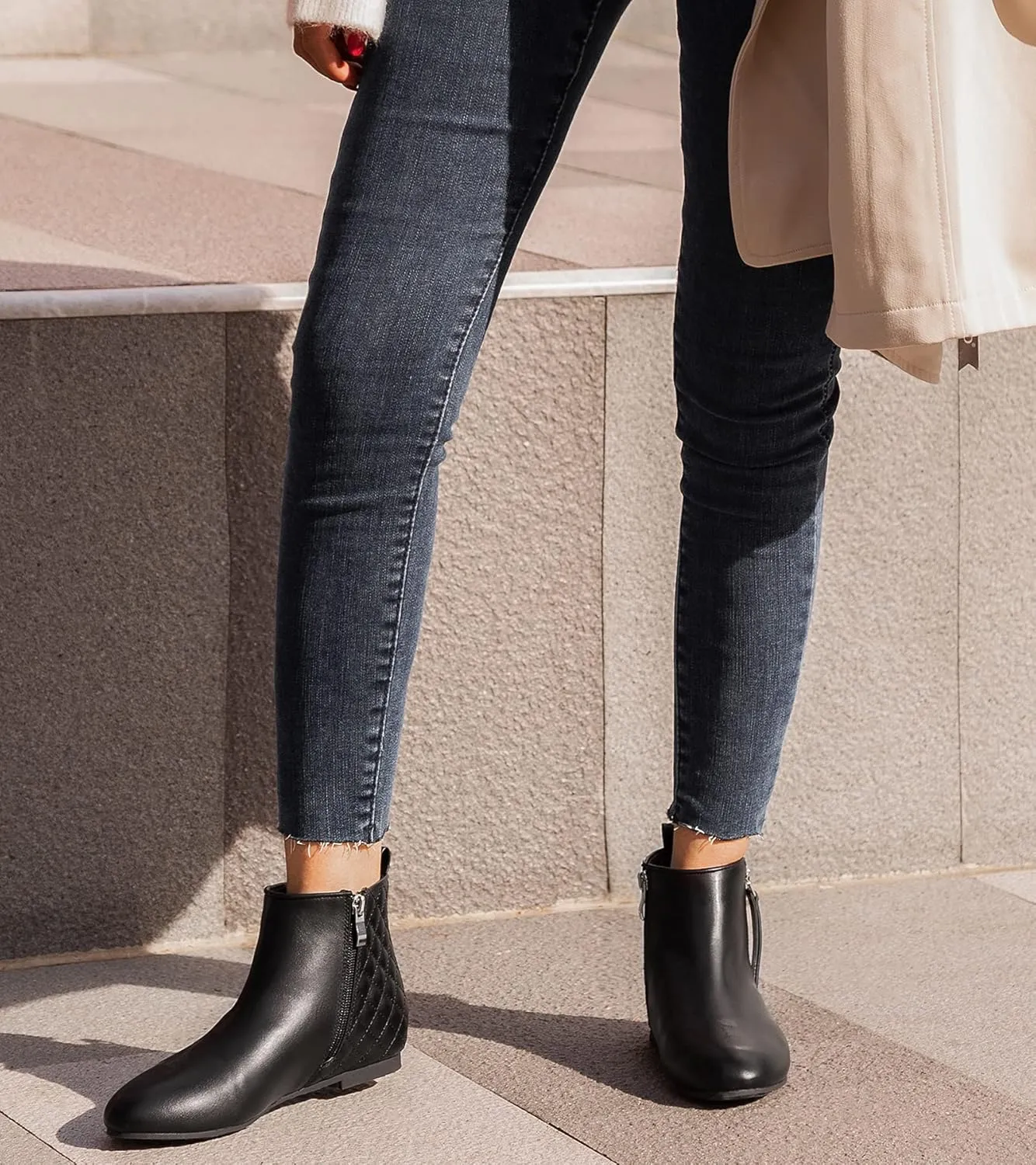 MaxMuxun Women's Ankle Boots Flat Low Heel Zipper/Chelsea Booties Winter Fall Fashion Boots