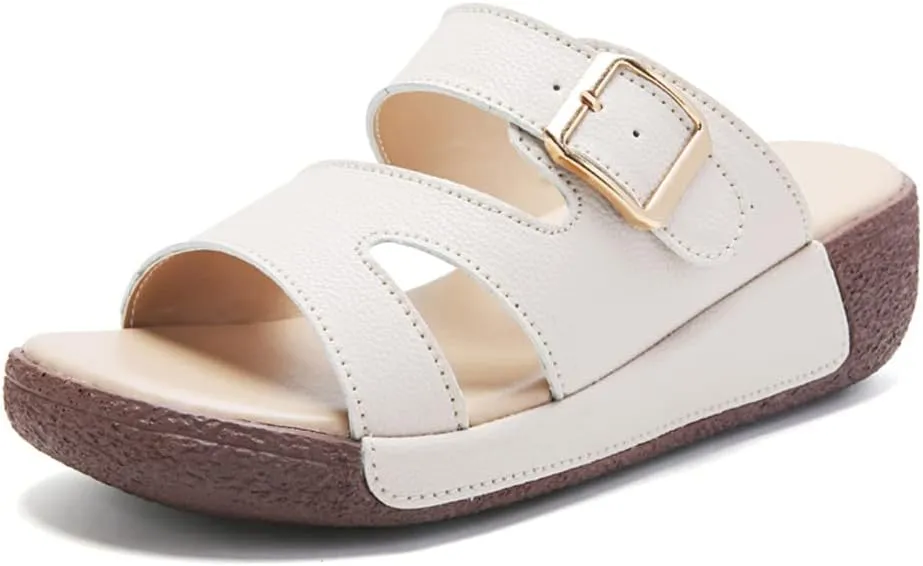 Maylrvjv Women's Sandals Summer Beach Platform Wedge Sandals Simple Comfortable Daily Commuting Work Slides Sandal