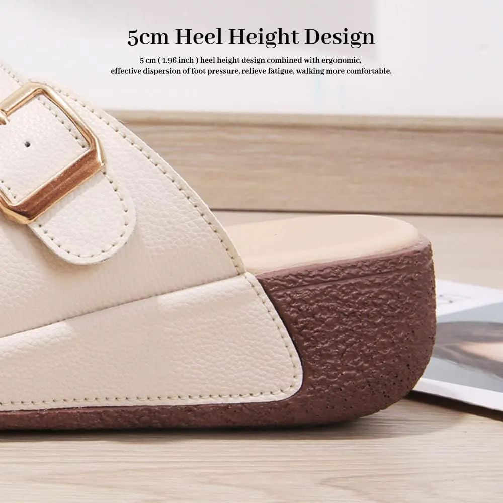 Maylrvjv Women's Sandals Summer Beach Platform Wedge Sandals Simple Comfortable Daily Commuting Work Slides Sandal