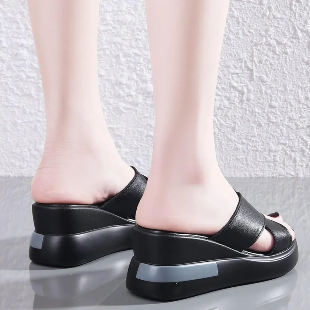 Maylrvjv Women's Sandals Summer Beach Platform Wedge Sandals Simple Comfortable Daily Commuting Work Slides Sandal