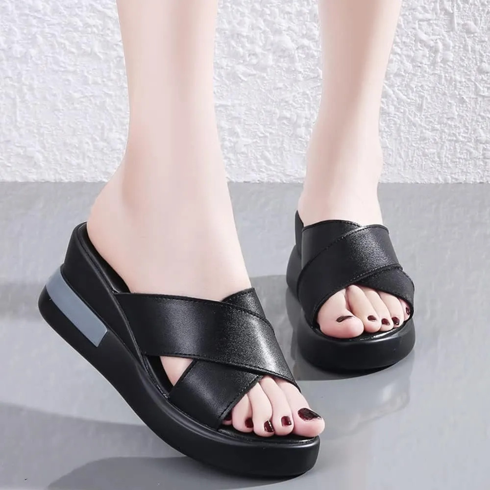 Maylrvjv Women's Sandals Summer Beach Platform Wedge Sandals Simple Comfortable Daily Commuting Work Slides Sandal