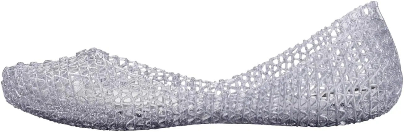 Melissa Campana Papel Flats for Women - Comfortable, Stylish & Flexible Slide-On Closed-Toe Jelly Flat Shoes with Hollow Interwoven Cut Out Design