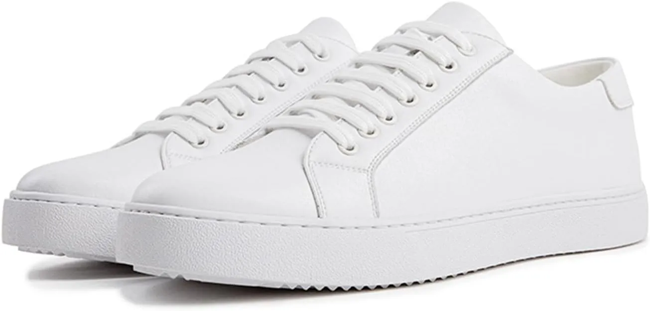 Men Fashion Leather Lace-Up Flat Oxfords Sneakers,Casual Low Top Comfortable Non Slip Walking Shoes Business Dress Shoes
