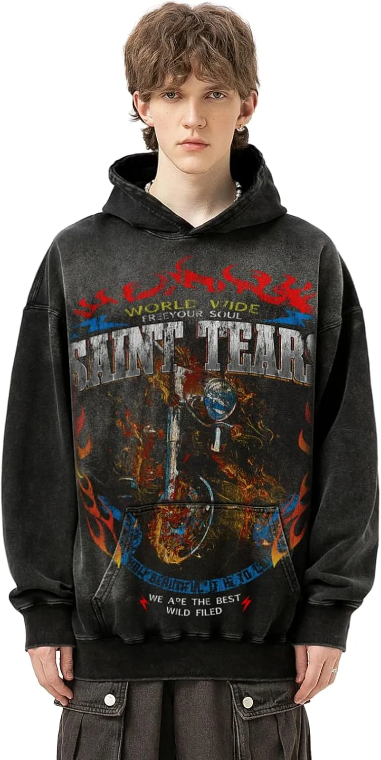 Men's 3D Graphic Print Hooded Casual Oversized Hoodies Pink&Grey Mix Special Color Long Sleeve For Unisex