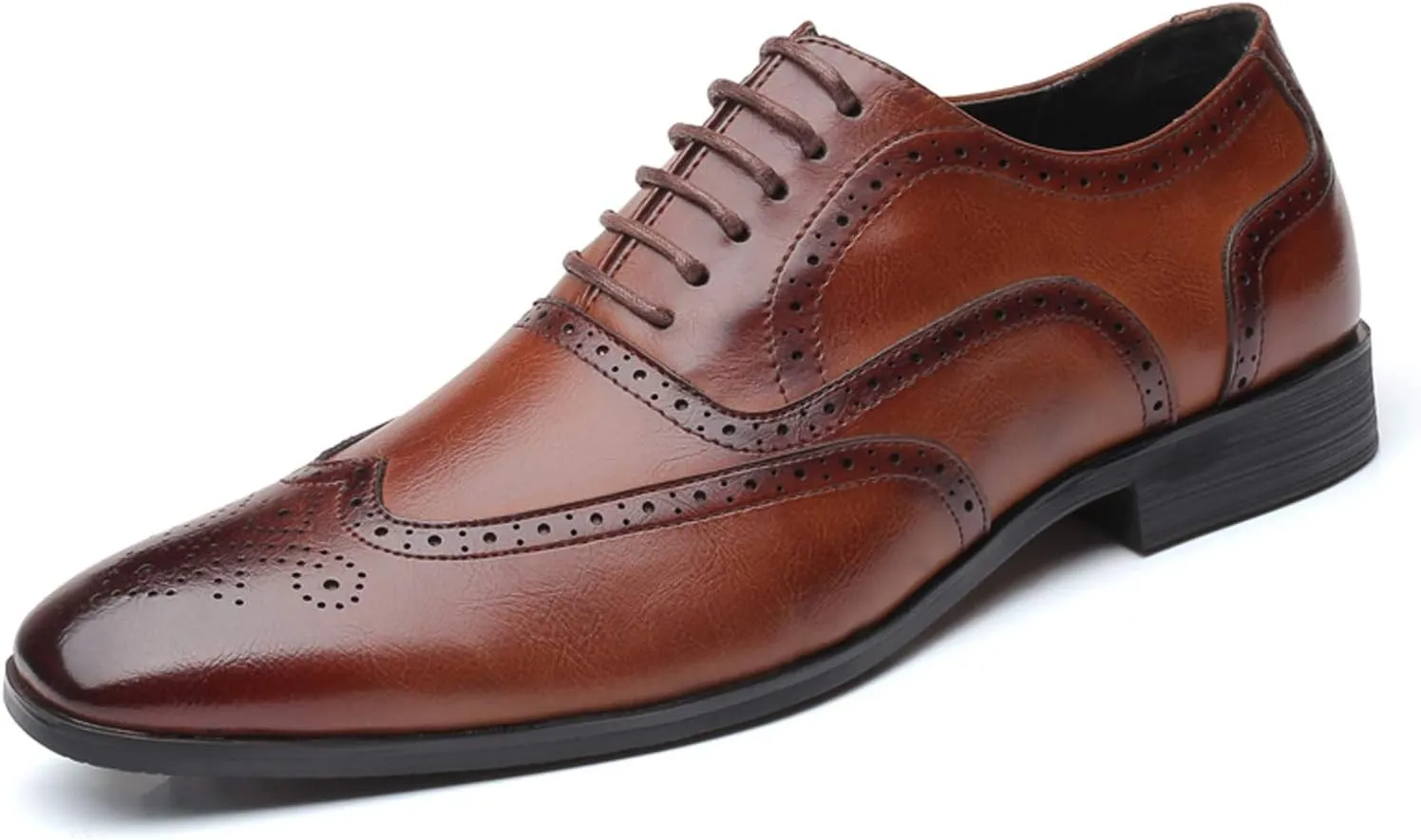 Mens Brogue Oxford, Lace-up Wingtip Dress Shoes,Formal Lace Up Shoes for Men