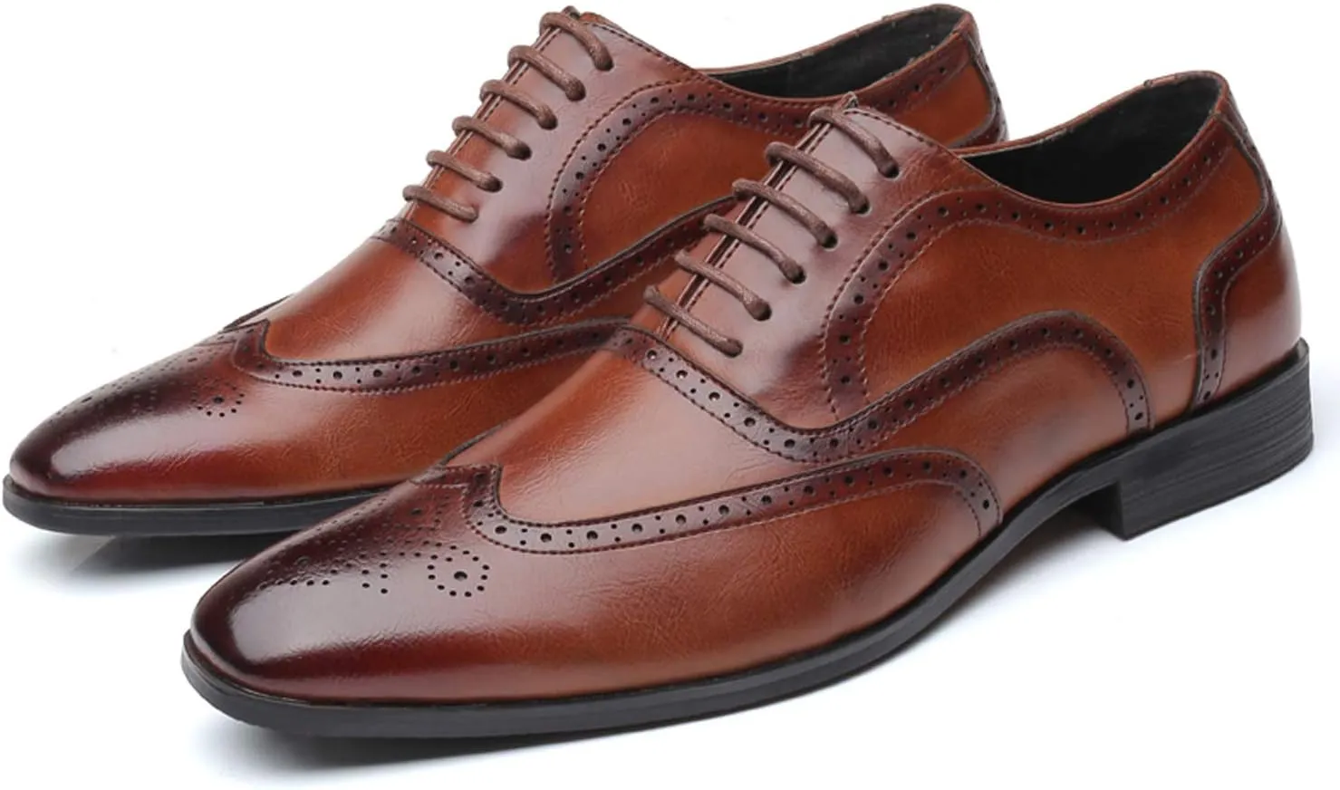 Mens Brogue Oxford, Lace-up Wingtip Dress Shoes,Formal Lace Up Shoes for Men