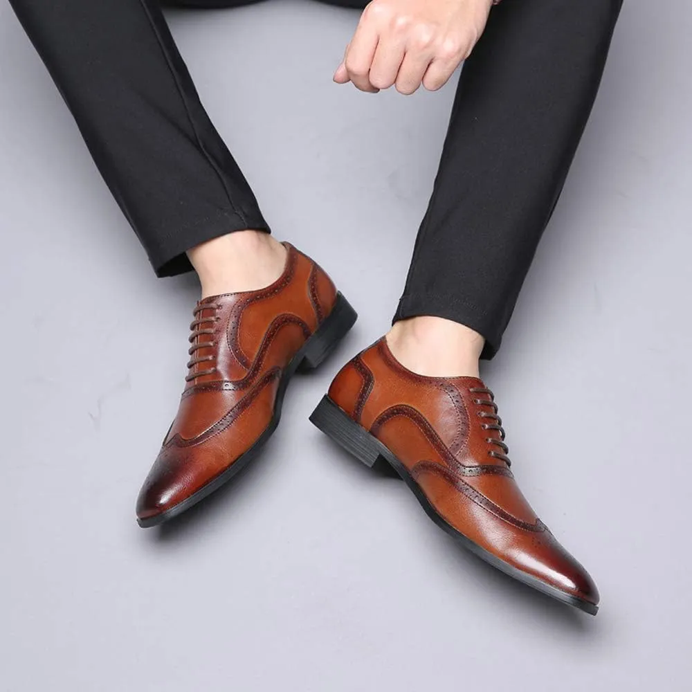 Mens Brogue Oxford, Lace-up Wingtip Dress Shoes,Formal Lace Up Shoes for Men