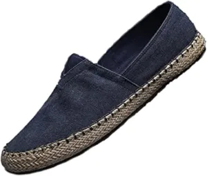 Men's Canvas Slip On Espadrille Loafer,Simple Leisure Walking Sneakers Moccasins Boat Shoes Comfortable Breathable Flats Driving Shoes