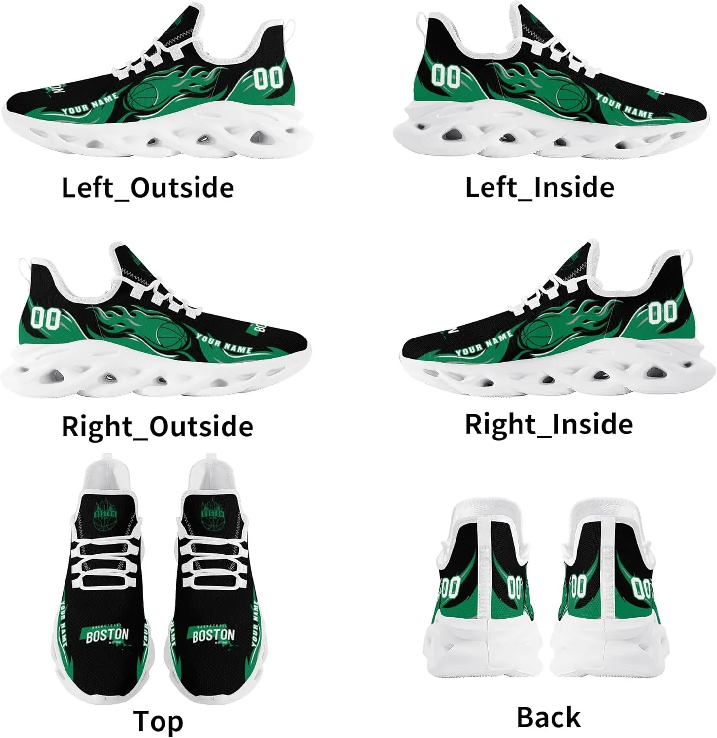 Men's Custom Basketball Flex Control Sneakers Personalized Breathable Fan Gift Name Number Workout Athletic Gym Slip-on Shoes