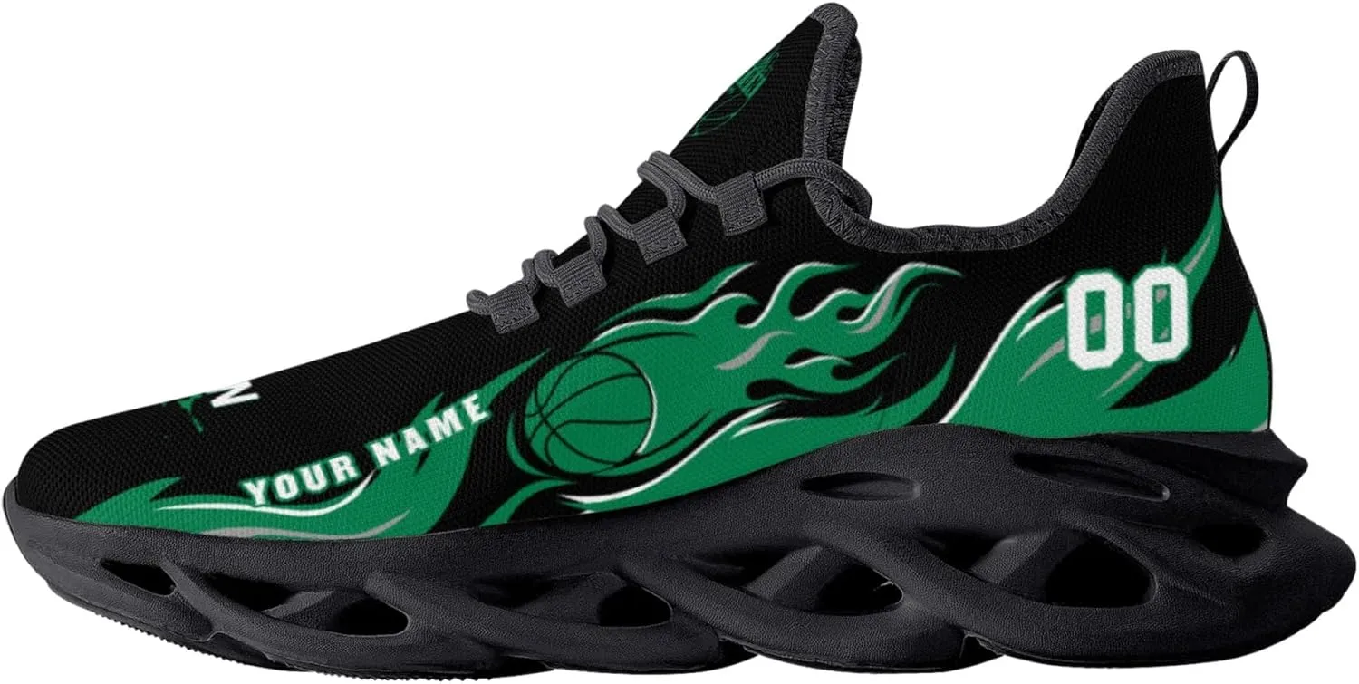 Men's Custom Basketball Flex Control Sneakers Personalized Breathable Fan Gift Name Number Workout Athletic Gym Slip-on Shoes