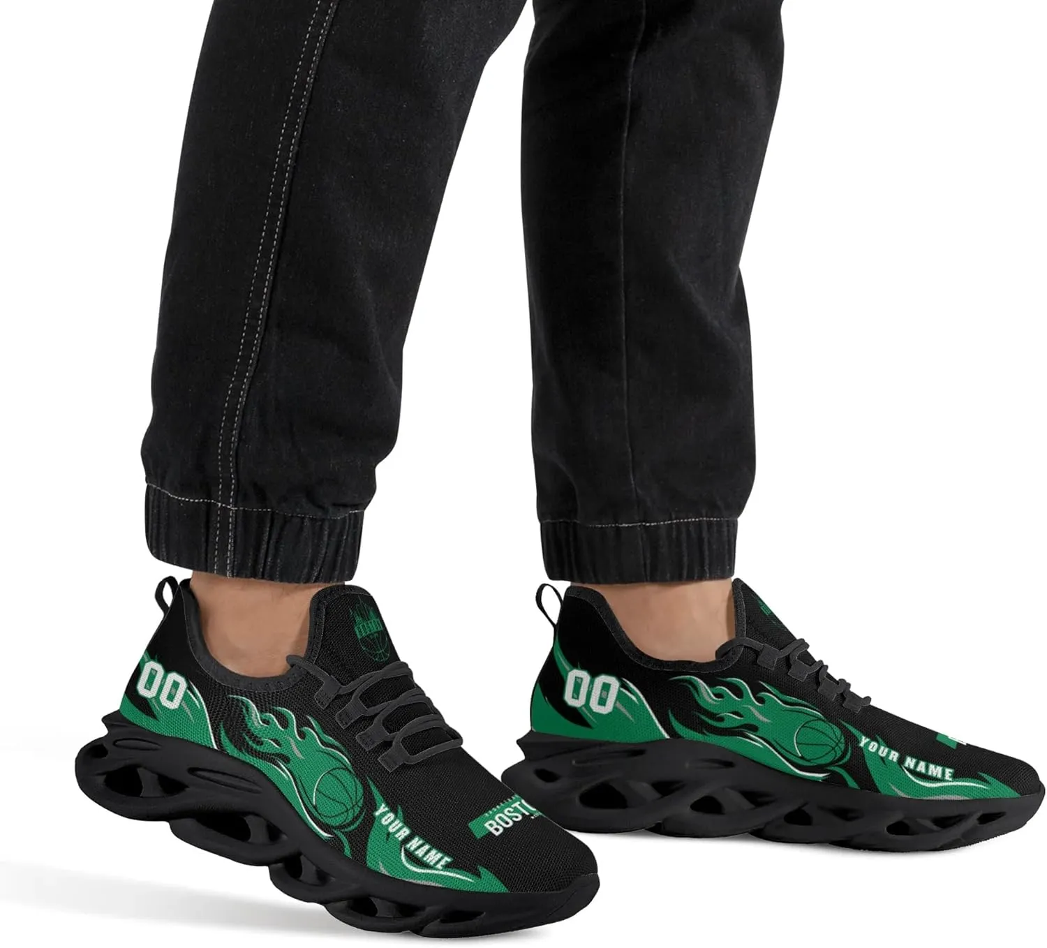 Men's Custom Basketball Flex Control Sneakers Personalized Breathable Fan Gift Name Number Workout Athletic Gym Slip-on Shoes