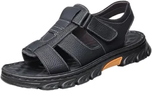 Mens Leather Sandals Open Toe Athletic Sport Sandal for Men Men's Summer Fisherman Sandal for Outdoor