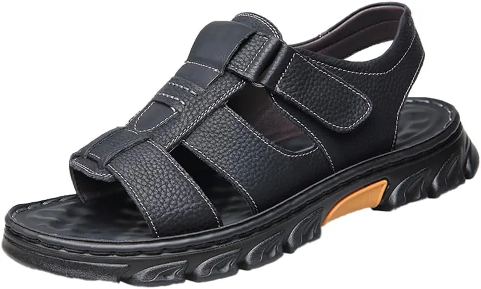 Mens Leather Sandals Open Toe Athletic Sport Sandal for Men Men's Summer Fisherman Sandal for Outdoor