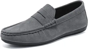 Men's Loafers Shoes Suede Vamp Moe-Toe Penny Loafers Stitching Details Anti-Slip Lightweight Flexible Outdoor Slip-on