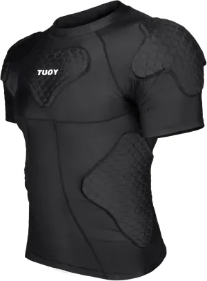 Men's Padded Compression Shirt Football Shoulder Pad Rib Protector, Chest Guard for Adult Baseball Basketball Protective Gear
