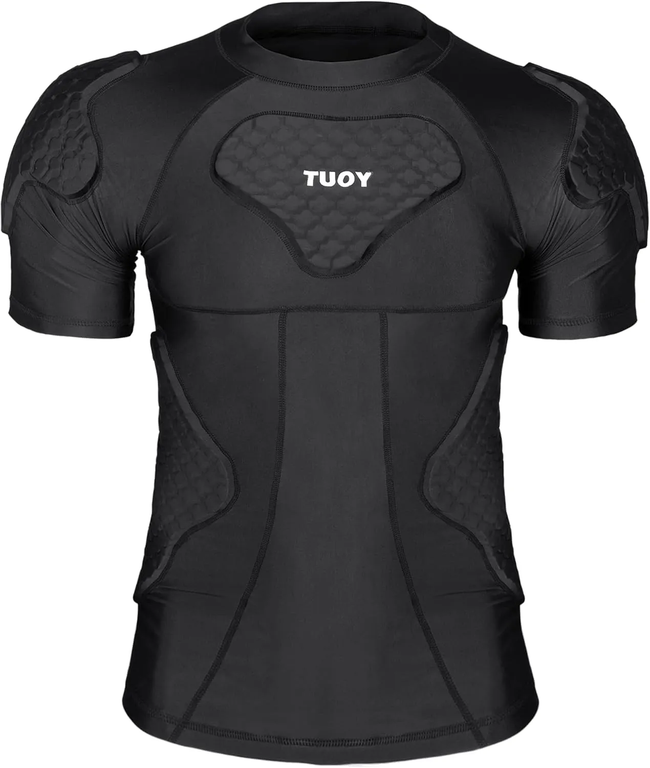 Men's Padded Compression Shirt Football Shoulder Pad Rib Protector, Chest Guard for Adult Baseball Basketball Protective Gear