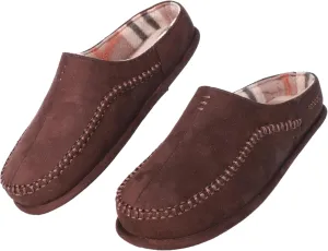 Men's Slip On Moccasin Slippers, Indoor/Outdoor Comfy House Shoes, Wide Loafer Slippers