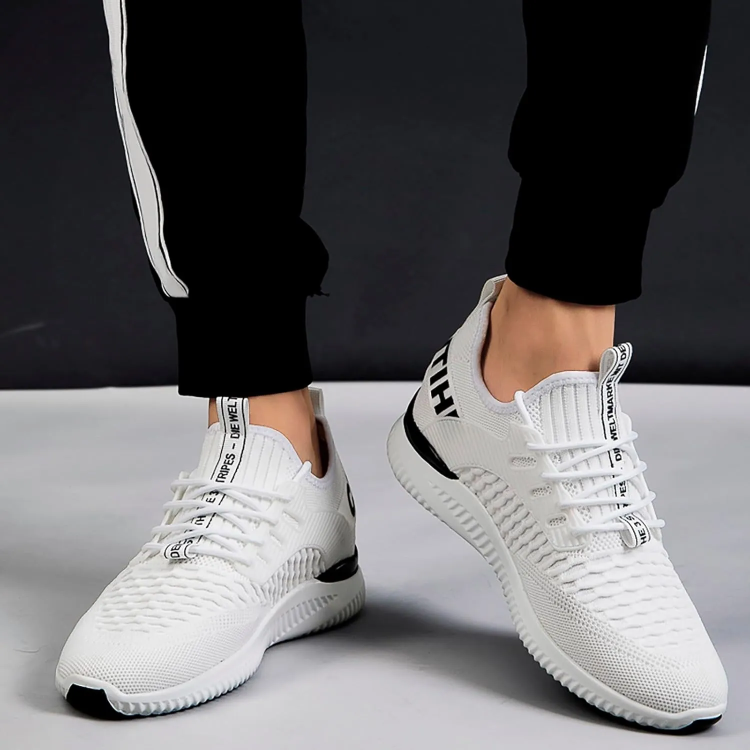 Mens Slip On Sneakers Non Slip Walking Shoes Lightweight Athletic Shoes Casual Running Shoe Increase Height 6/8/10CM